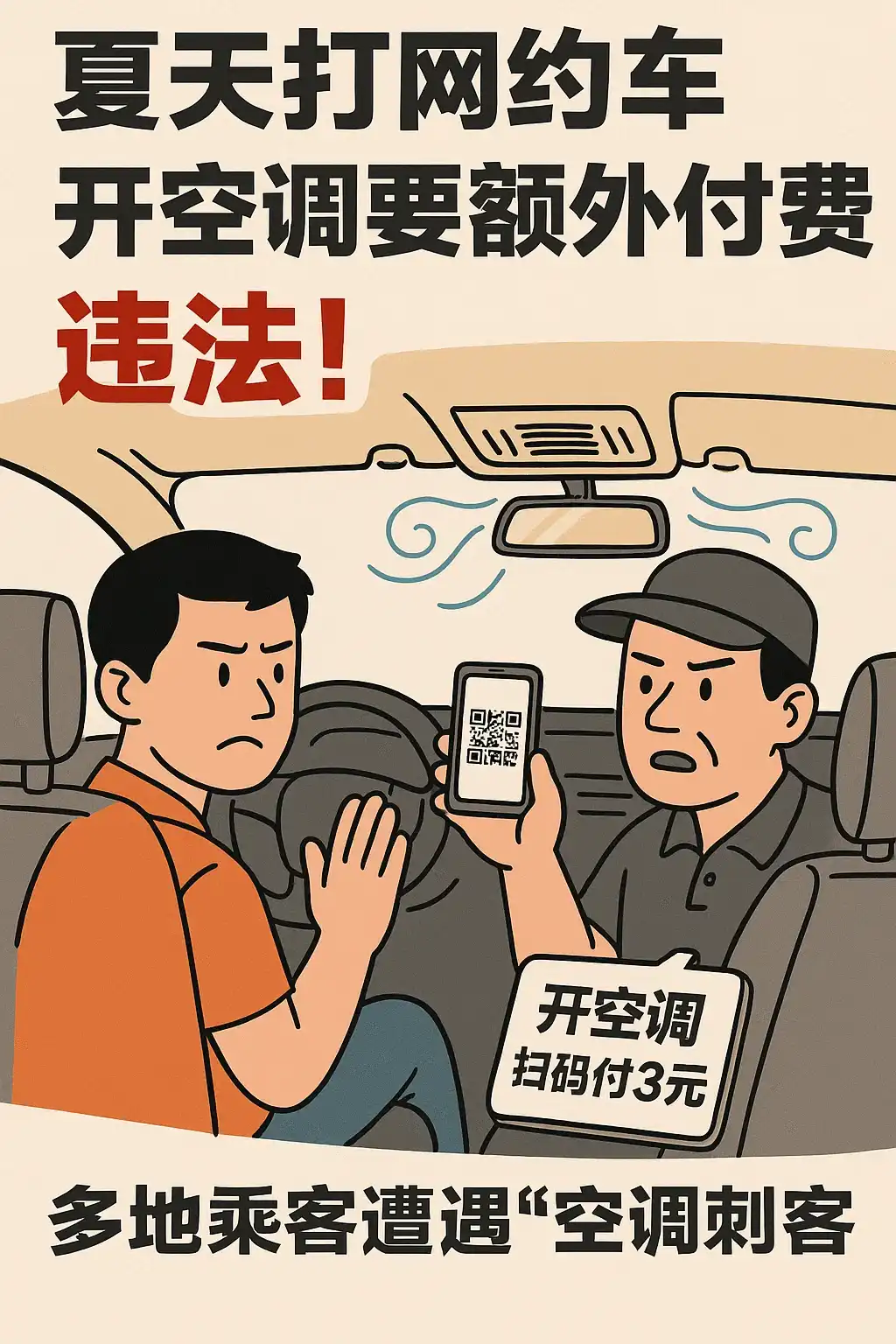 夏天打网约车开空调要额外付费？违法！多地乘客遭遇“空调刺客”插图