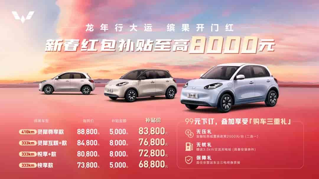 最高优惠8000，6.88万起！五菱缤果打响龙年内卷第一枪插图