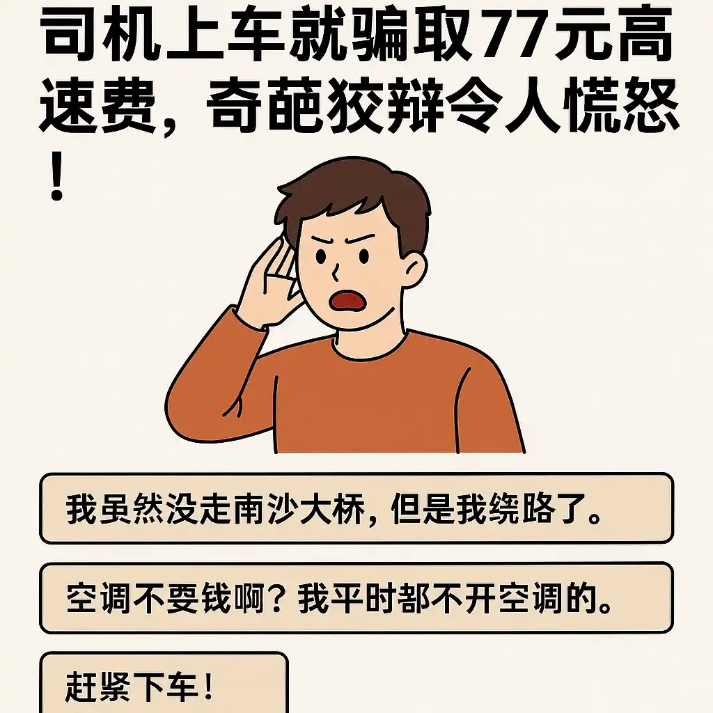高德顺风车避大雷！司机上车就骗取77元高速费，奇葩狡辩令人愤怒！插图