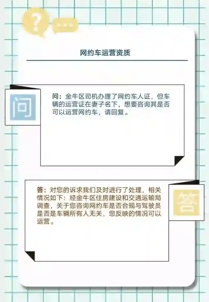 运营证在妻子名下，司机本人有人证，能合规跑网约车吗？回复来了插图
